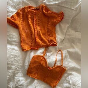 Zara orange cami/cardigan set